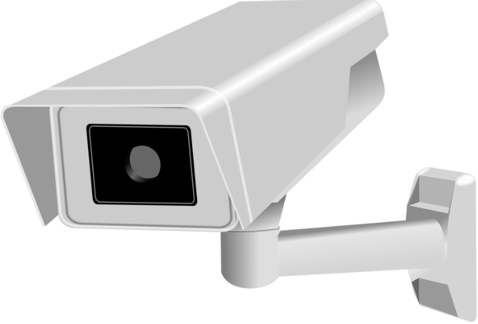 a hooded cctv camera
